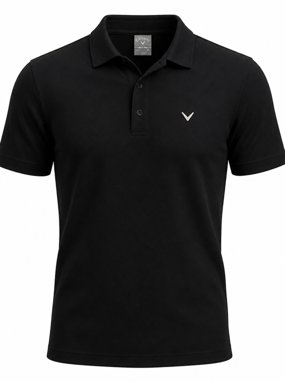 Callaway Black Short-Sleeve Polo with Contrast Logo
